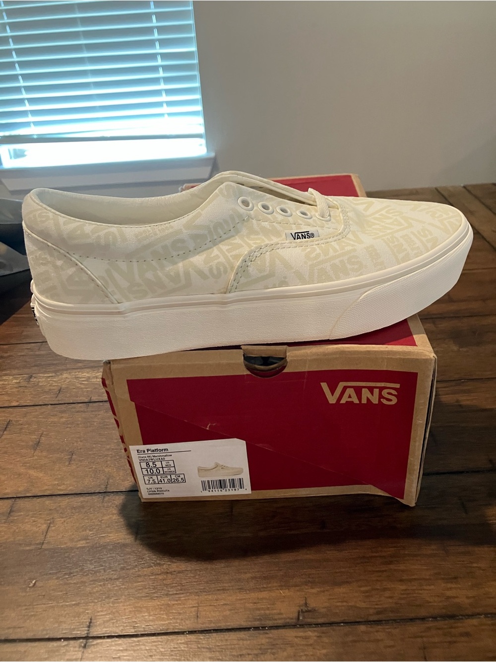 Vans White Platform Era Low-Top Sneakers Mens Sz 8.5
